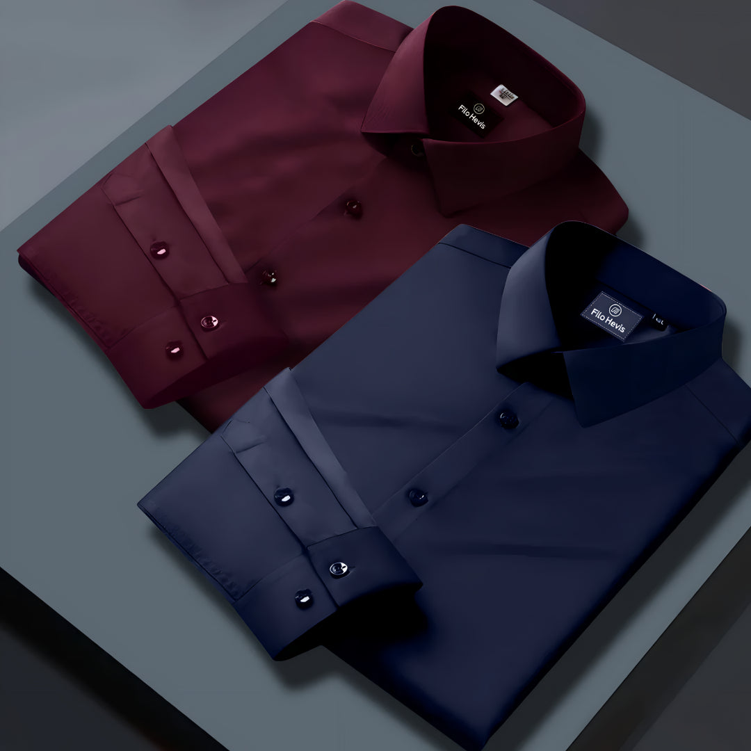 Combo of 2 Formal shirts Navy Blue & Wine Colour