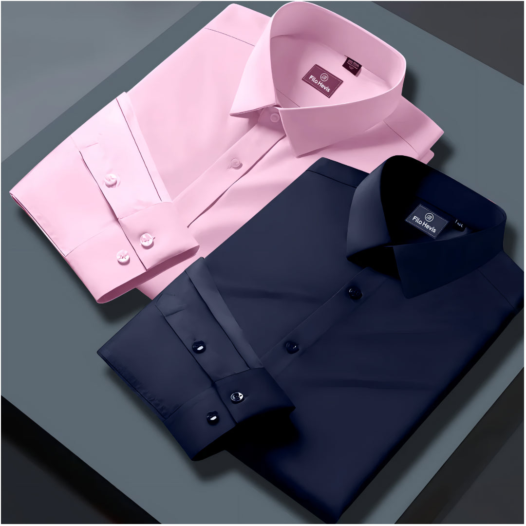 Combo of 2 Formal shirts Navy Blue & Light Pink Colour