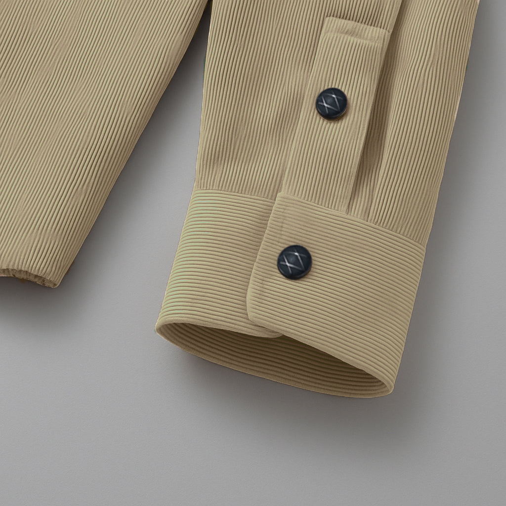 Men's Corduroy Shirt | Double Pocket Casual Shirt for Men | Full Sleeve 21-Wales Corduroy Shirt-Cream