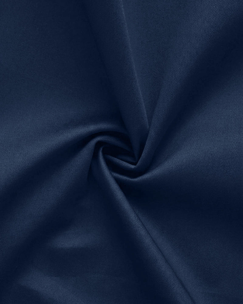 Platinum Cotton Satin Formal Shirt for Men - with Pocket | Navy Blue My Store