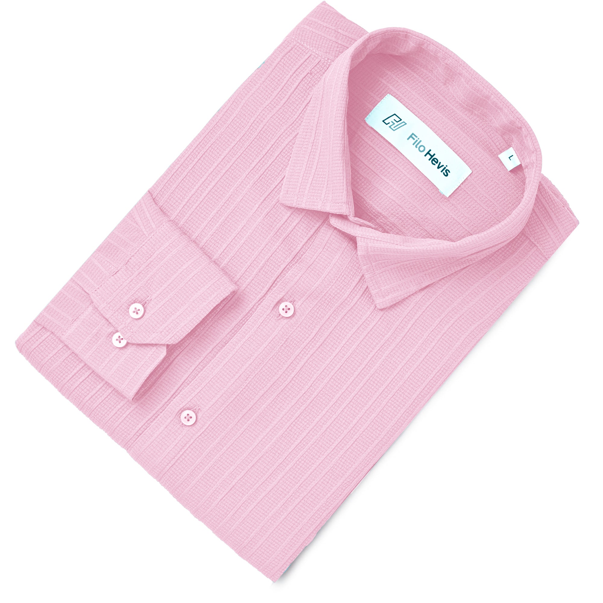Crushed Self Stripe Light Pink Shirt