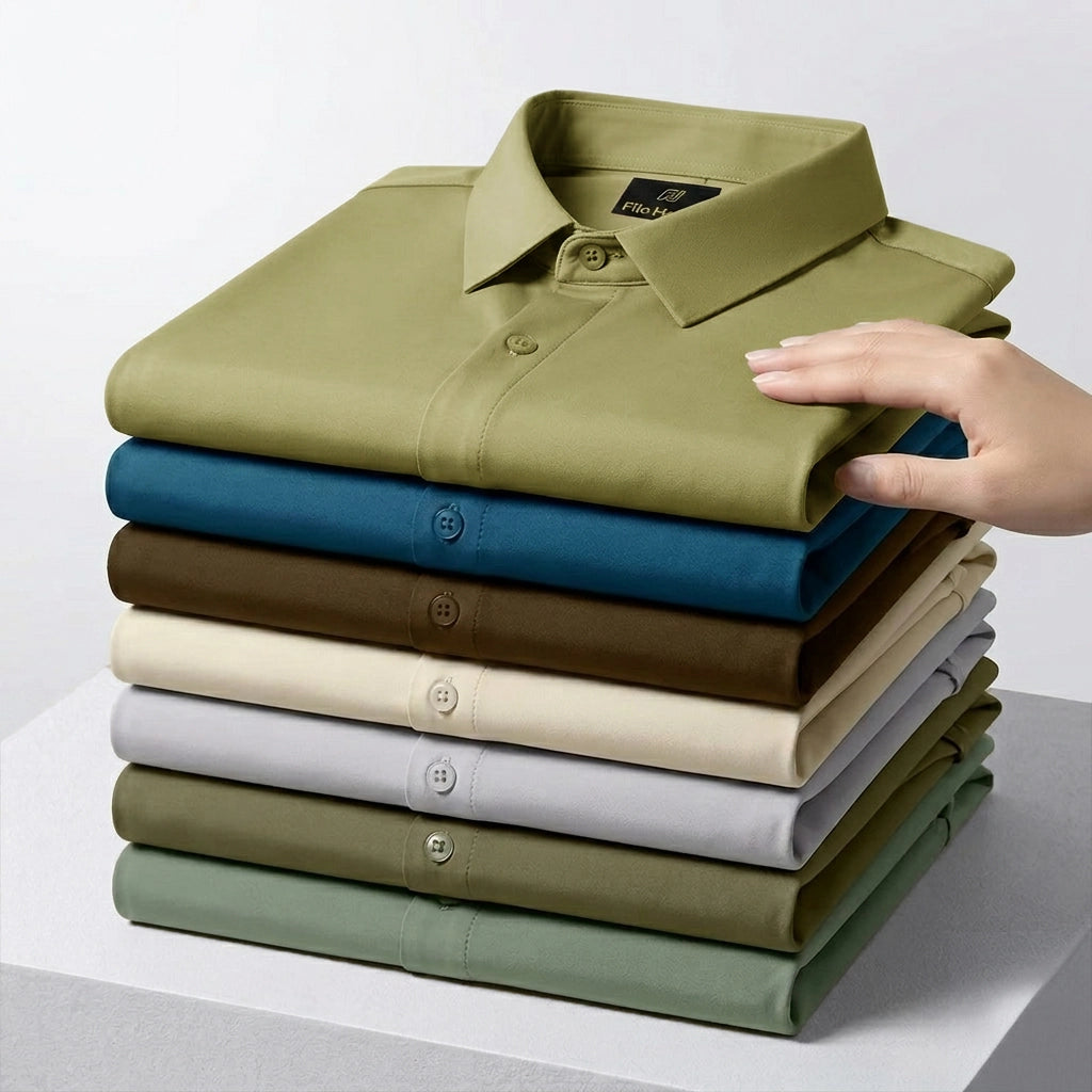 Japanese Lycra anti-wrinkle shirt | Party wear | Light-Greyish-Green