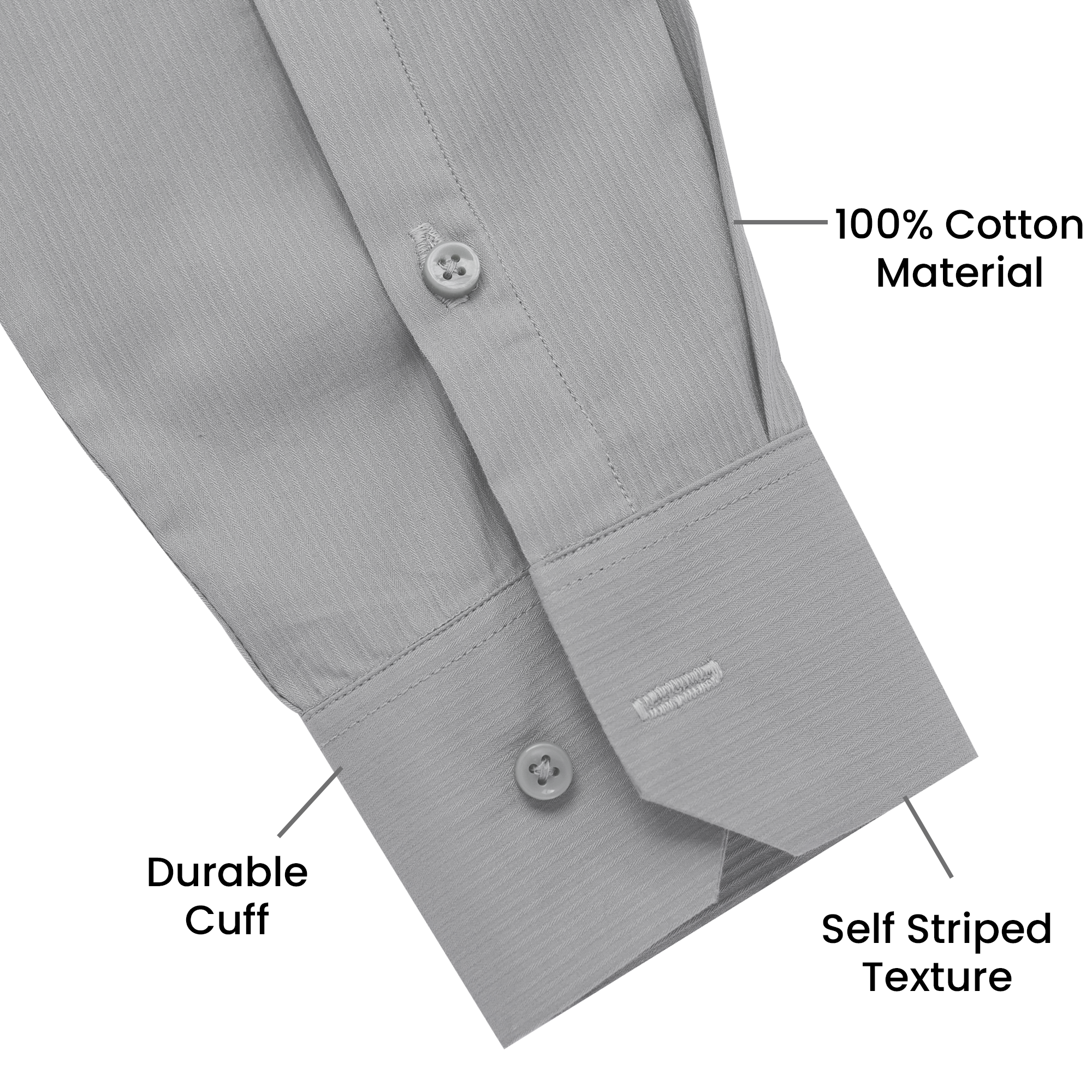 Premium SELF STRIPED SHIRTS FOR MEN - Textured Formal Shirts Collection | Professional Office Wear-Grey