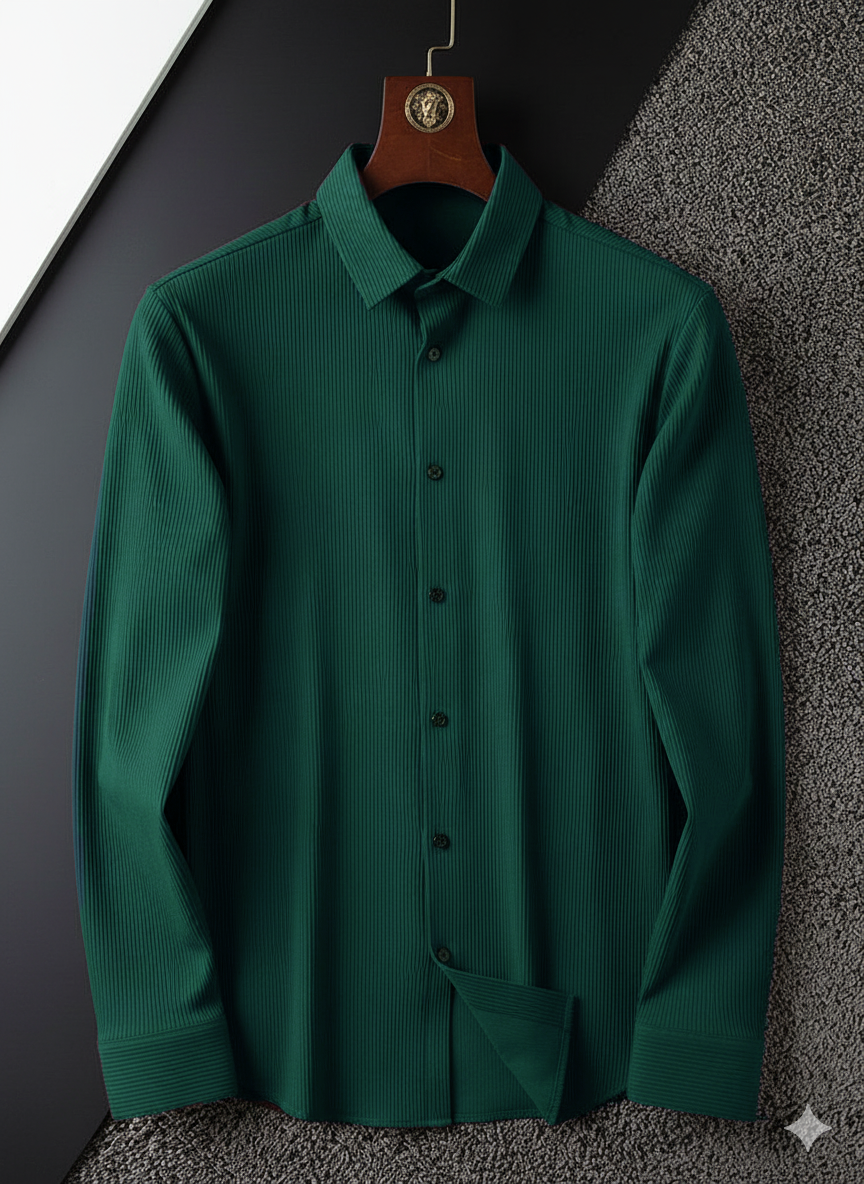 Corduroy Casual Shirts for Men Blended Fabric - Green