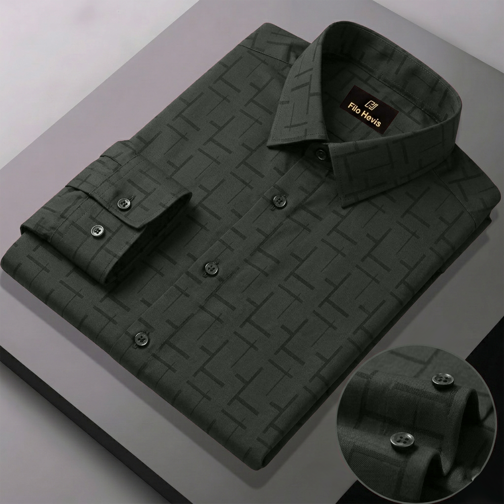 Print Shirt for Men | Smart Regular Fit | DARK GREEN