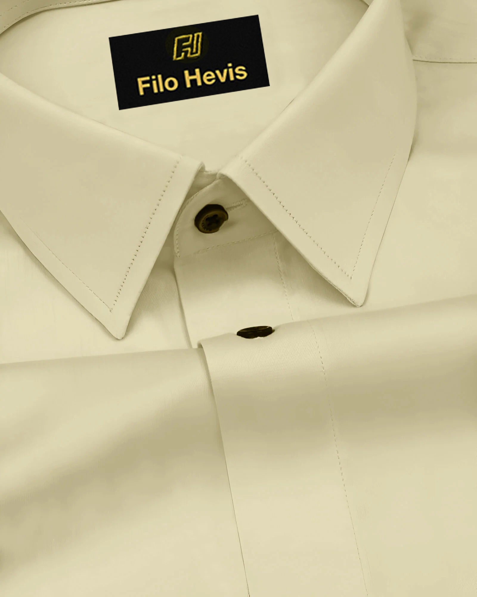 PLATINUM COTTON SATIN FORMAL SHIRT FOR MEN (Single Pocket)-Cream