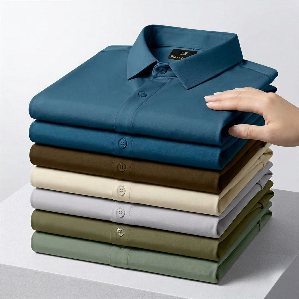 Men's Premium Stretch Formal Shirt with Gold Collar Pins | Wrinkle-Resistant | Party & Office Wear | Teal Blue