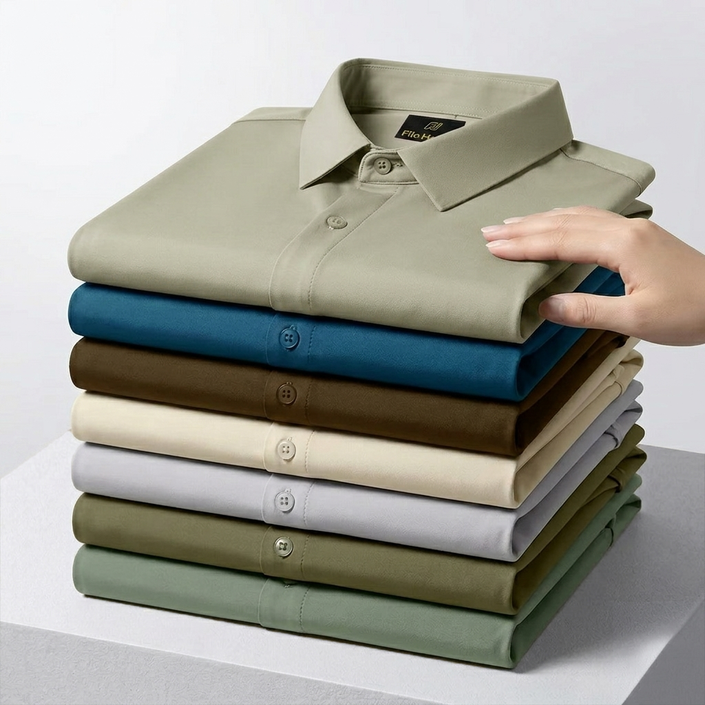 Japanese Lycra Stretch Formal Shirt for Men | Light-Greyish-Green