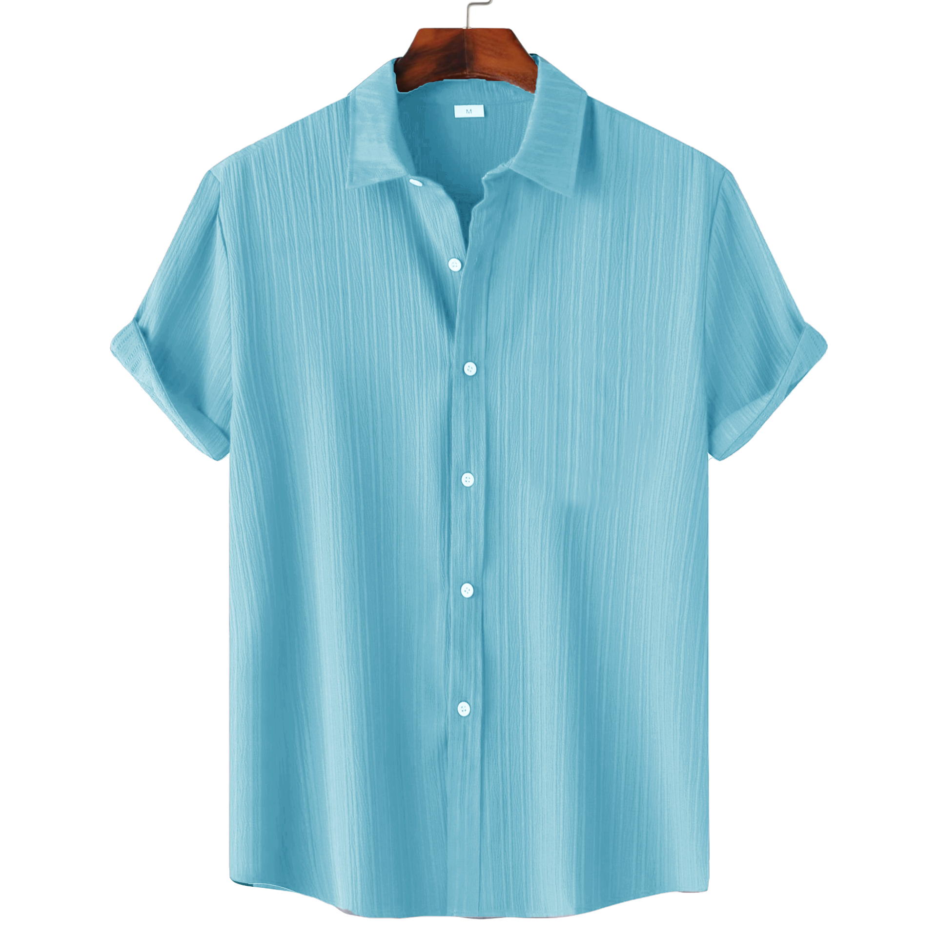 Men’s Textured Popcorn Half Sleeve Casual Shirt – Light Sky