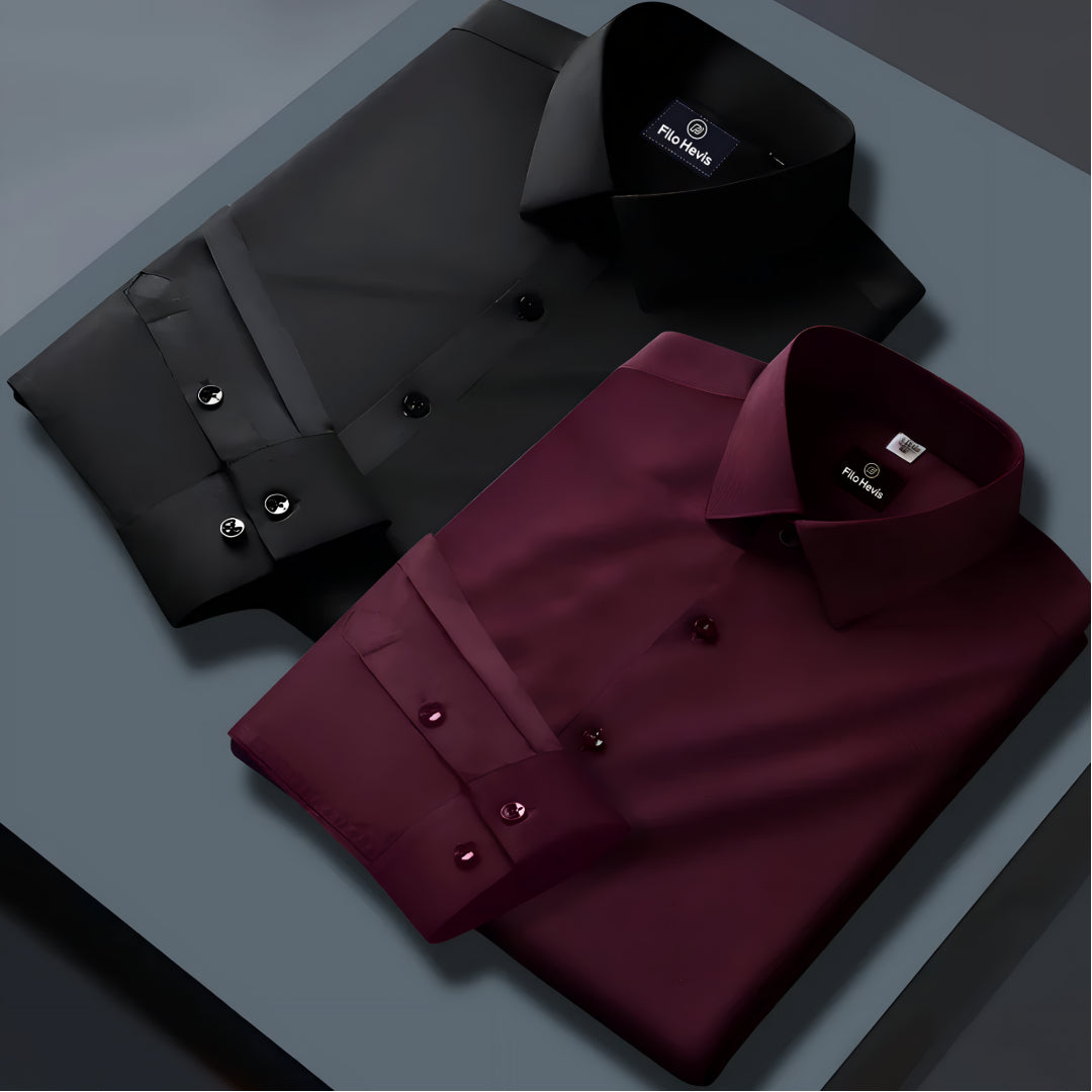 Combo of 2 Formal shirts Wine & Black Colour