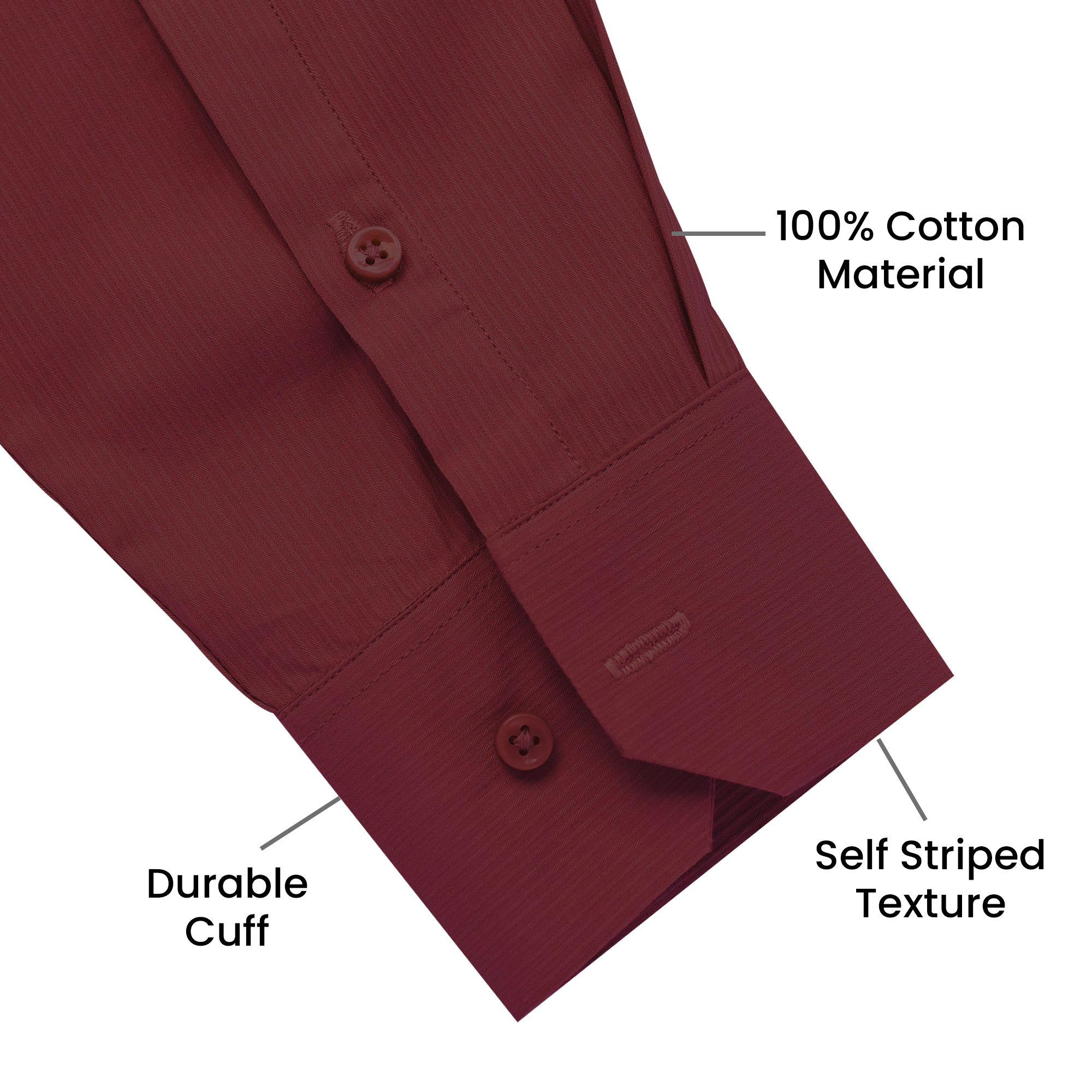 Premium SELF STRIPED SHIRTS FOR MEN - Textured Formal Shirts Collection | Professional Office Wear-Maroon
