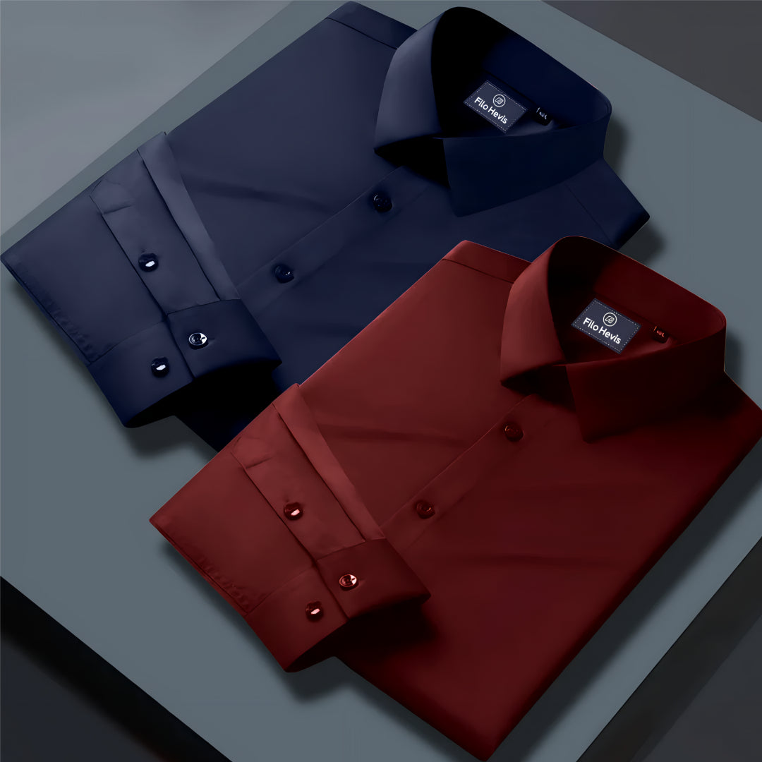 Combo of 2 Formal shirts Navy Blue & Maroon Colour