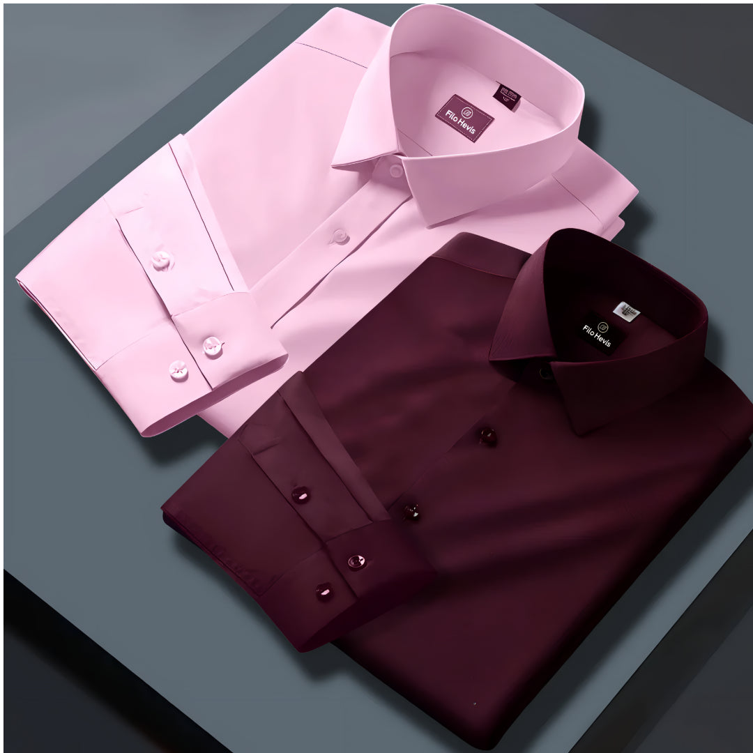 Combo of 2 Formal shirts Light Pink & Wine Colour