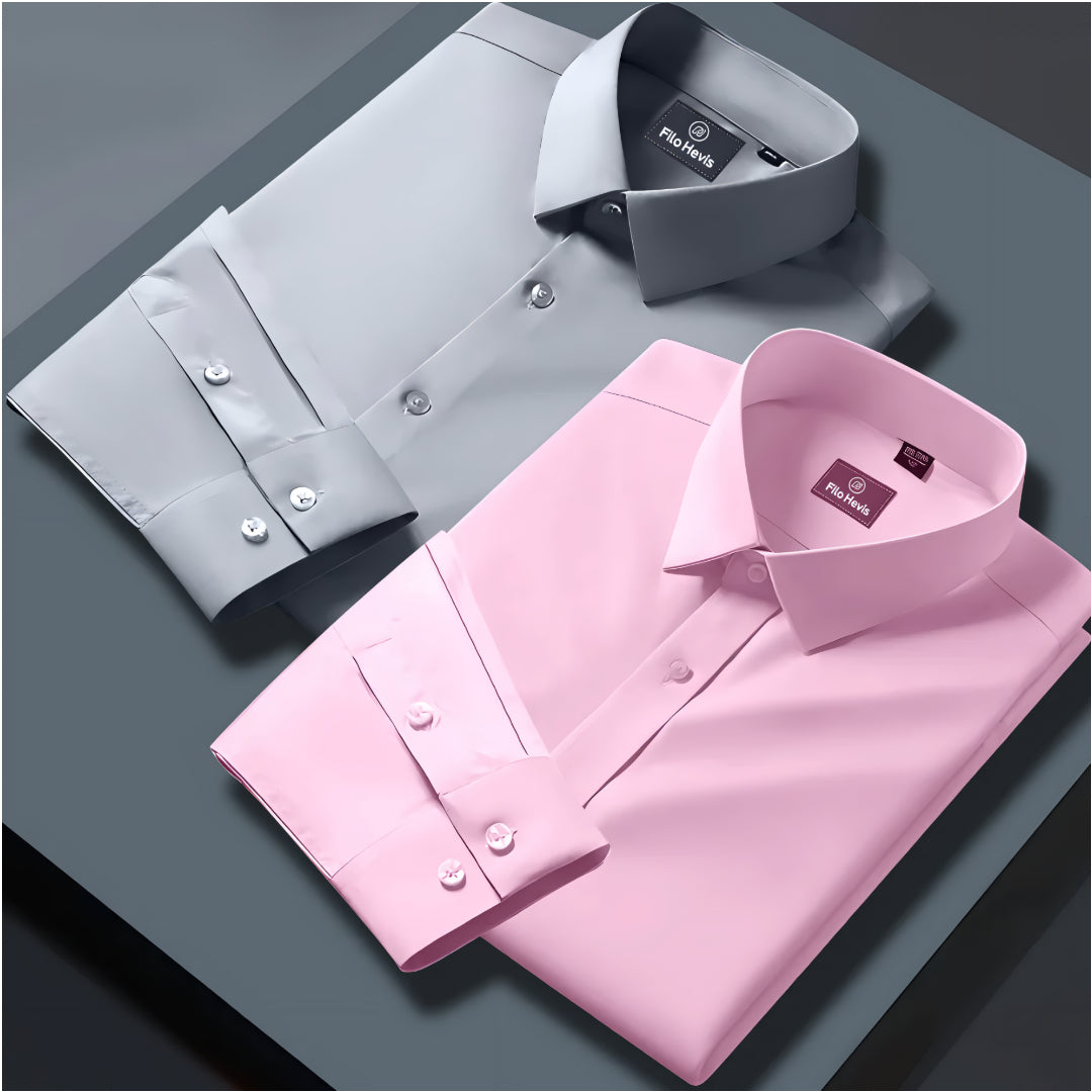 Combo of 2 Formal shirts Light Pink & Light Grey Colour