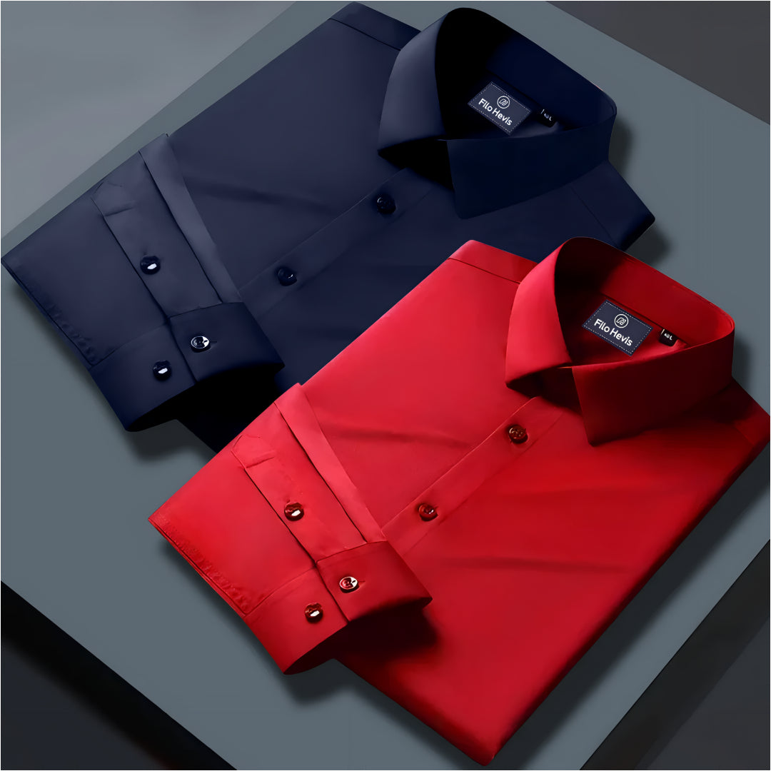 Combo of 2 Formal shirts Navy Blue & Red Colour