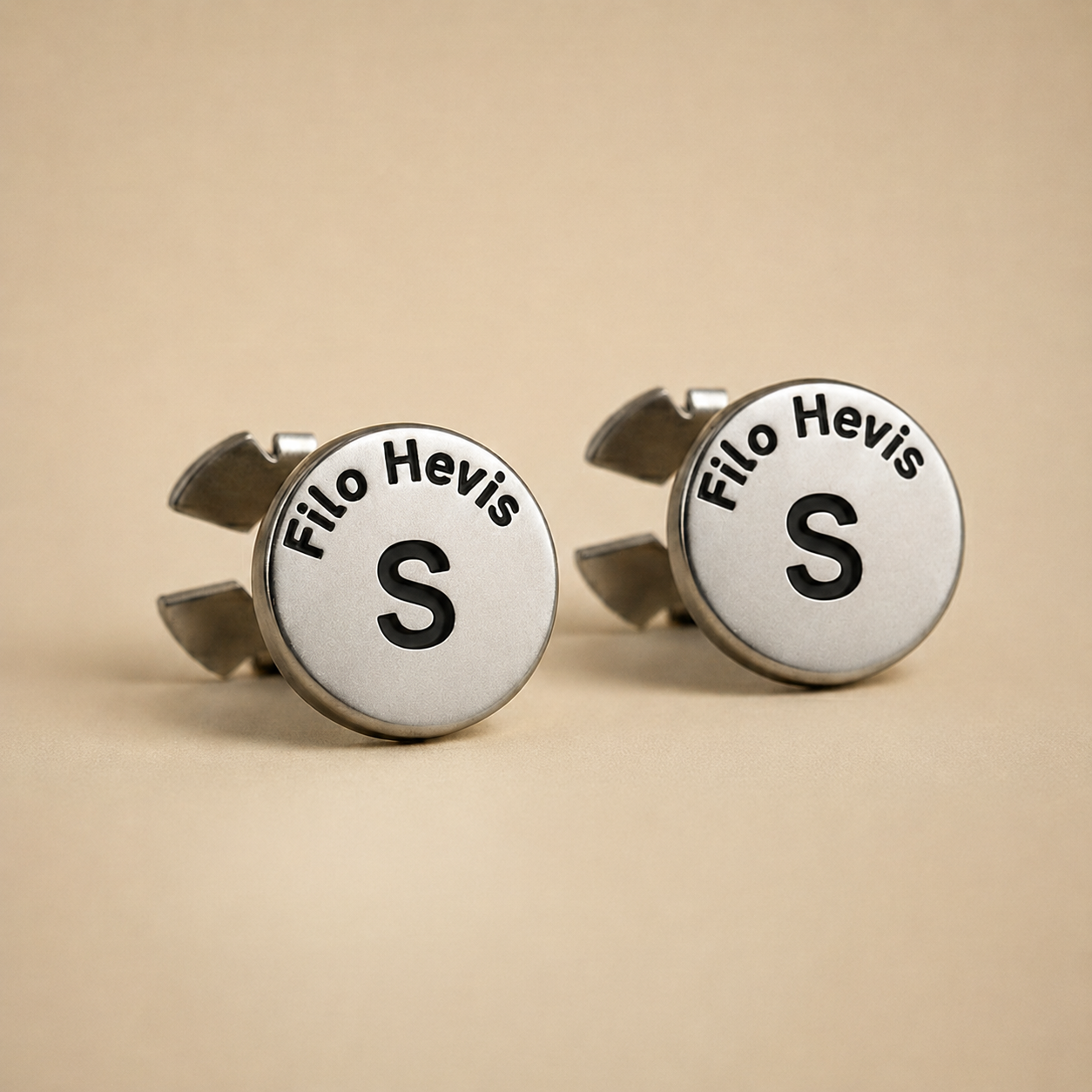 Filohevis Personalised Silver Initial Cufflinks – S | Engraved Letter Unisex Metal Cufflinks | Formal Shirt Accessory (1 Pair)
