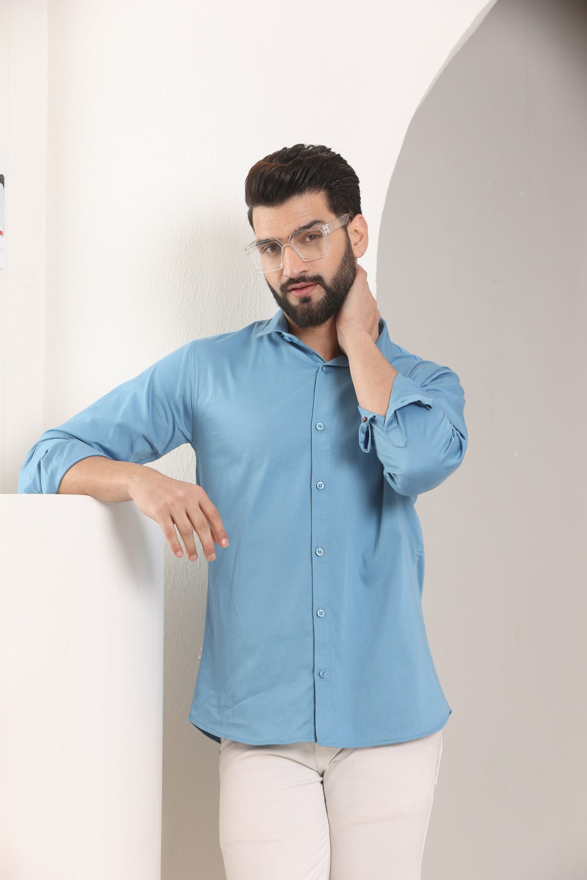 MENS FORMAL REGULAR FIT FULL SLEEVE SHIRT BLUE