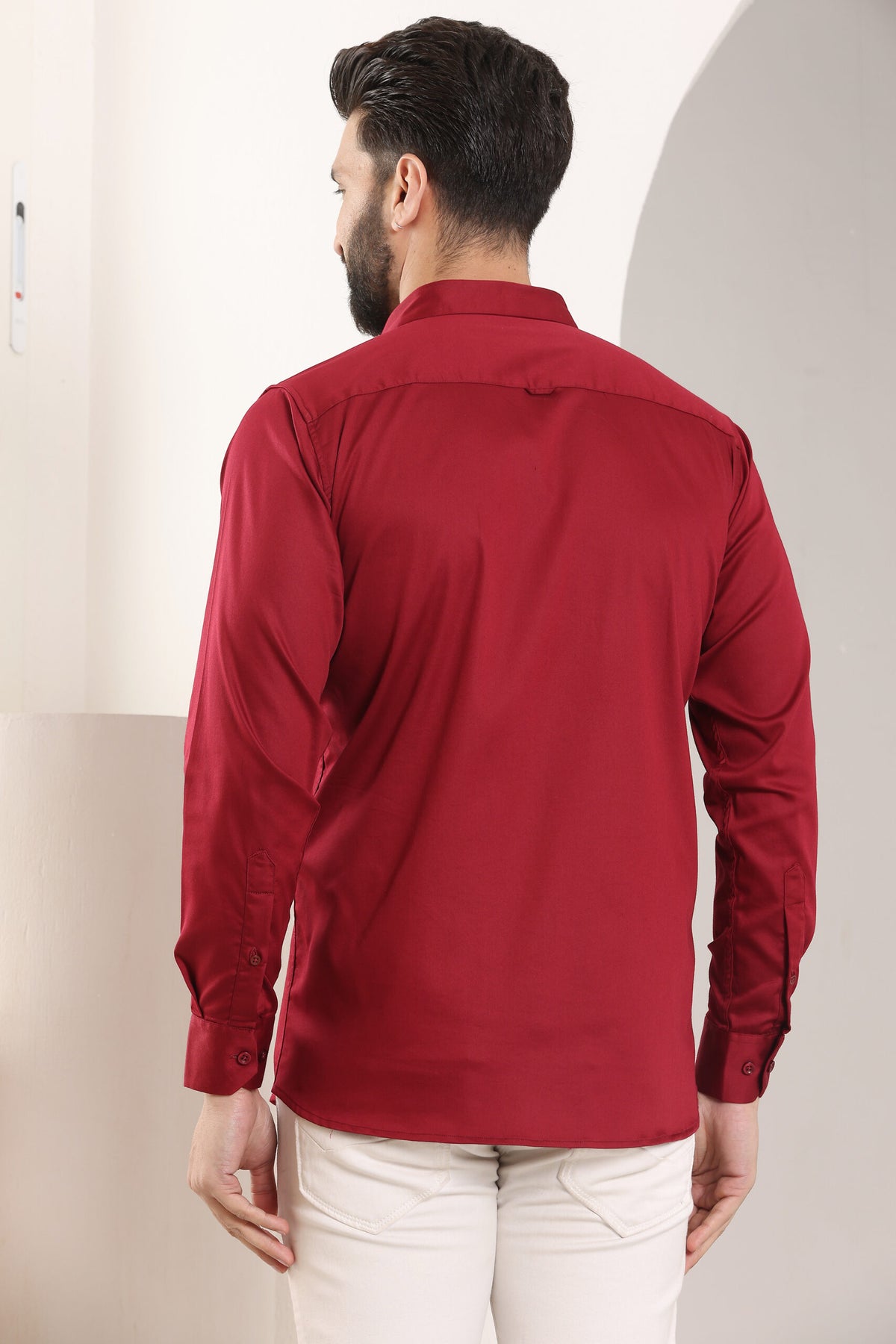 MENS FORMAL REGULAR FIT FULL SLEEVE SHIRT MAROON