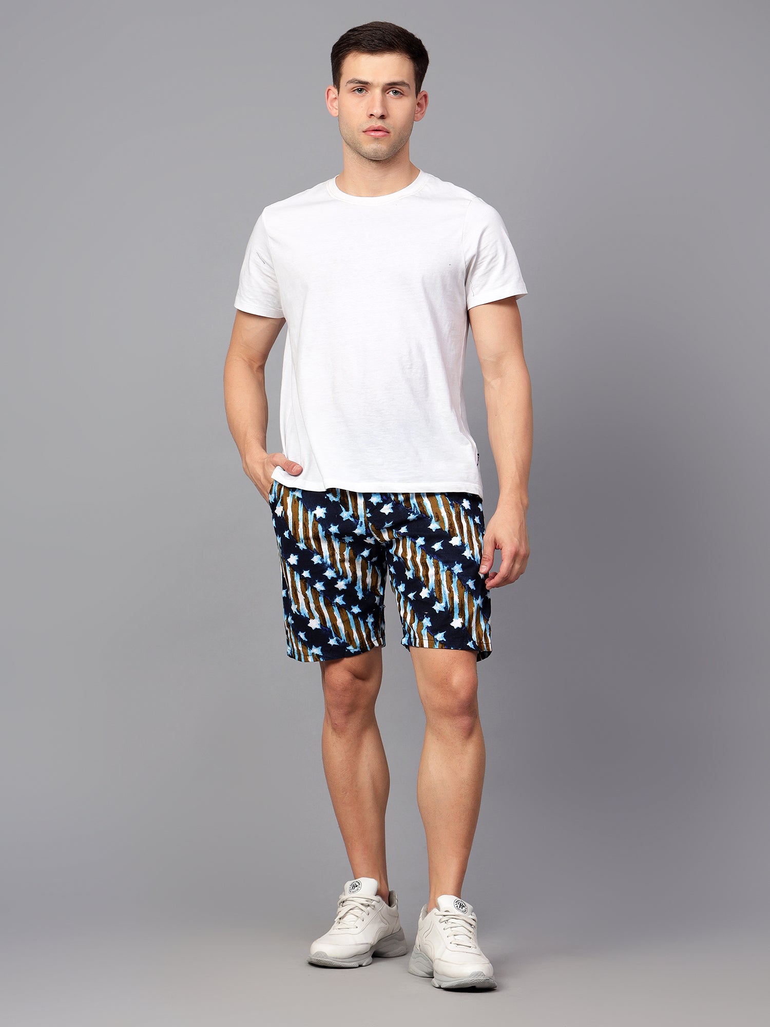 Printed Blue Half Pant