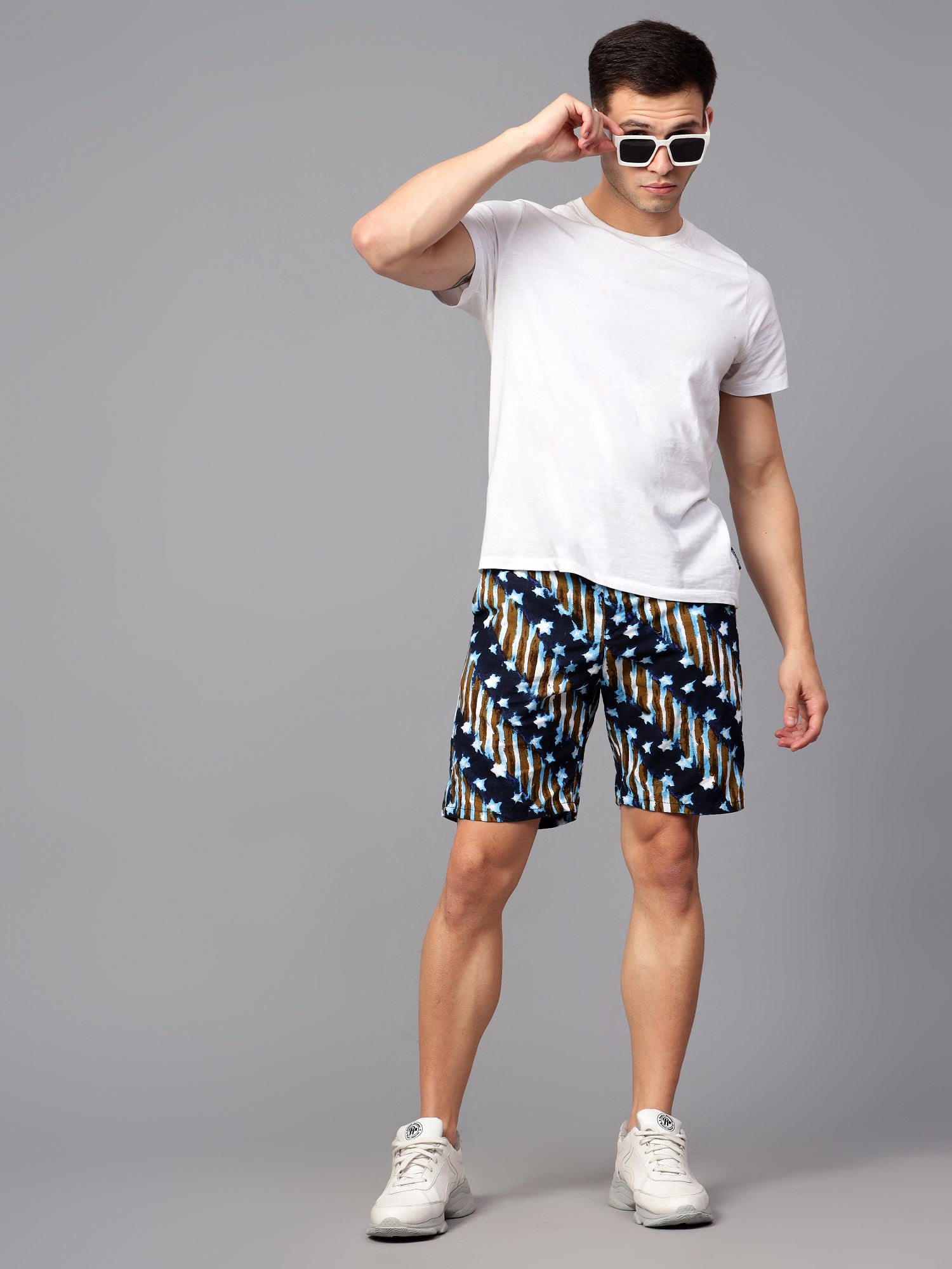 Printed Blue Half Pant