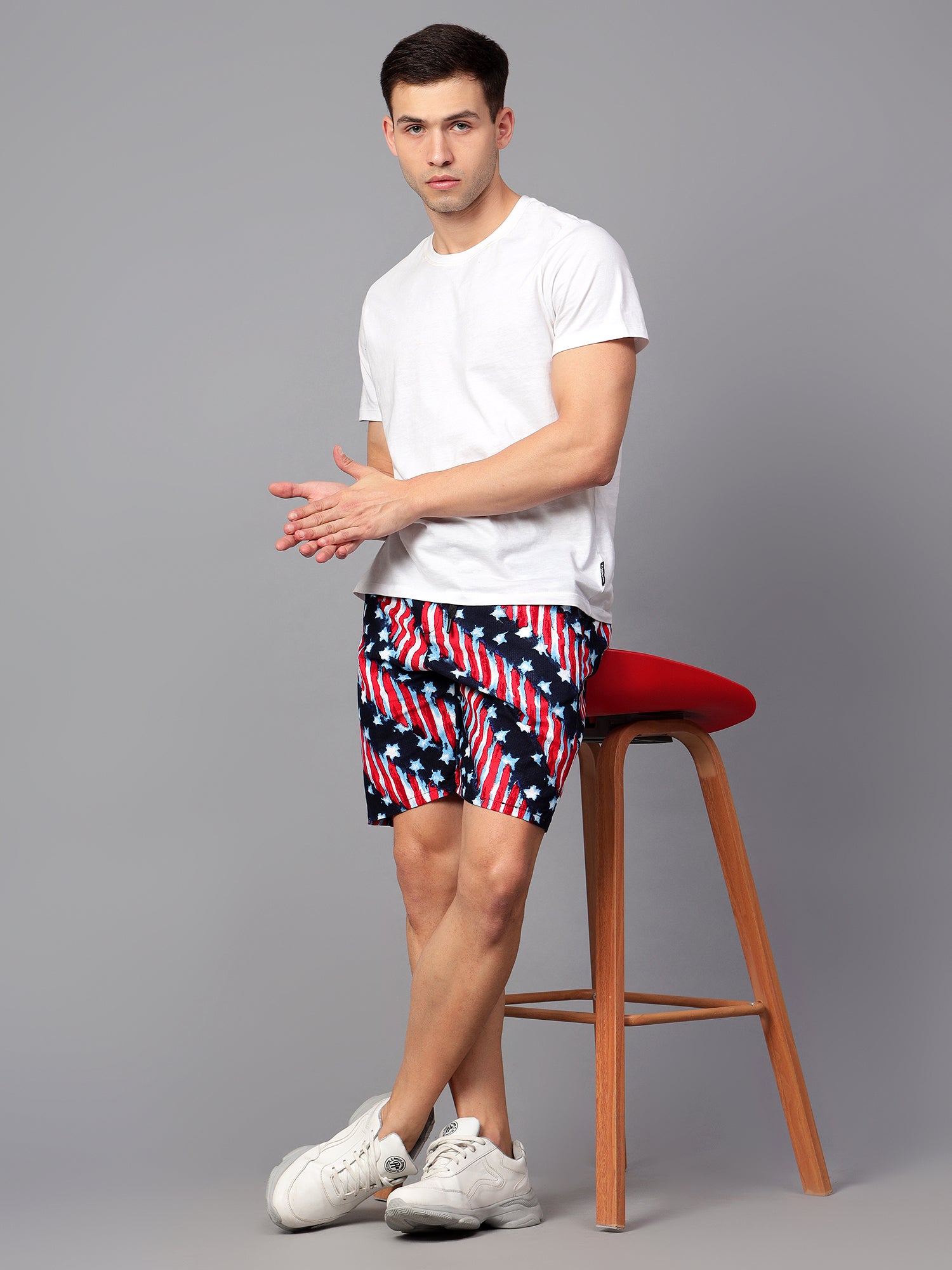 Printed Red Half Pant
