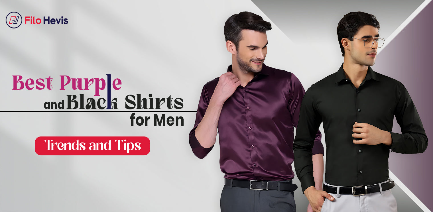 Purple shirt, Black shirt,