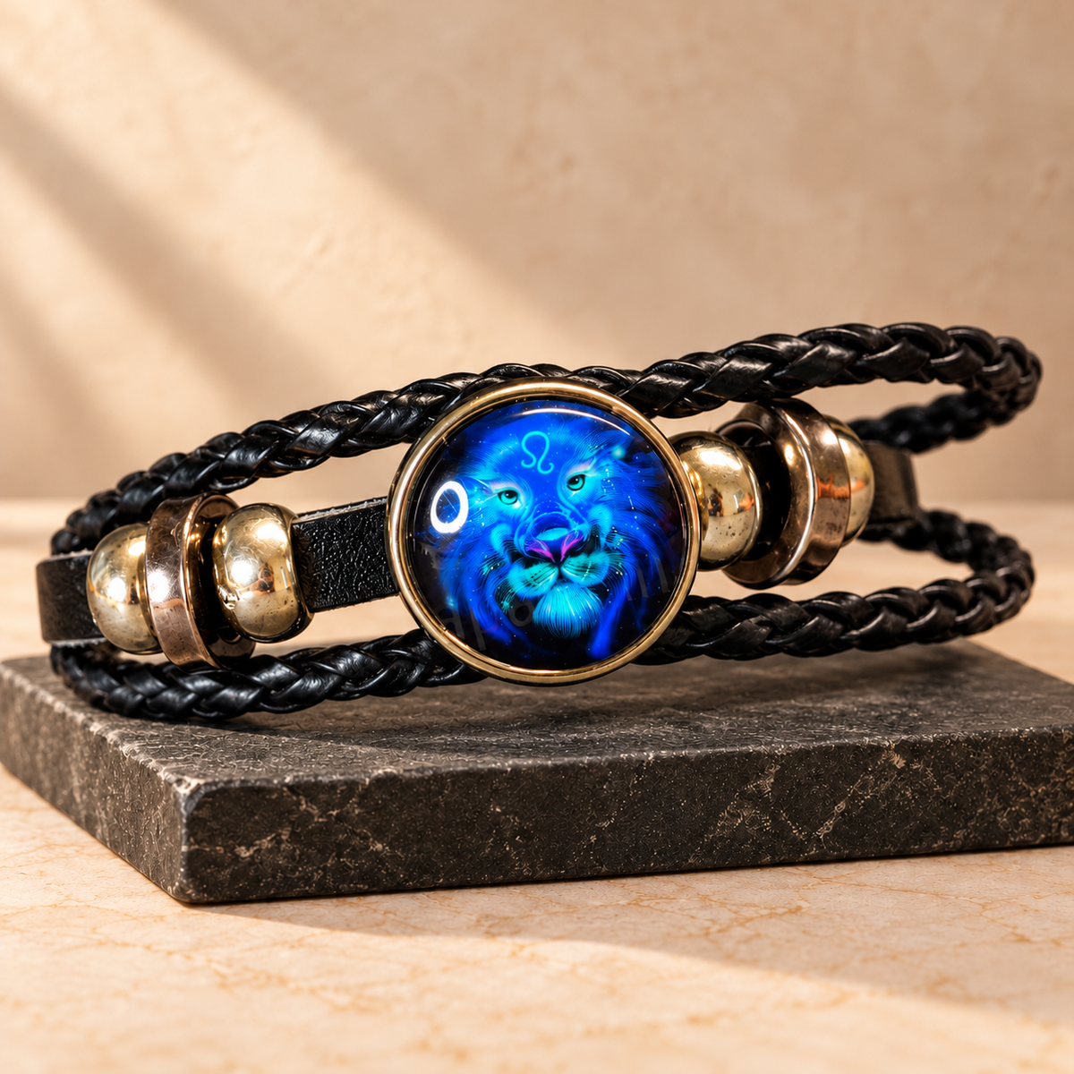 Leo (Singh) Rashi Luminous Faux Leather Bracelet | Zodiac band