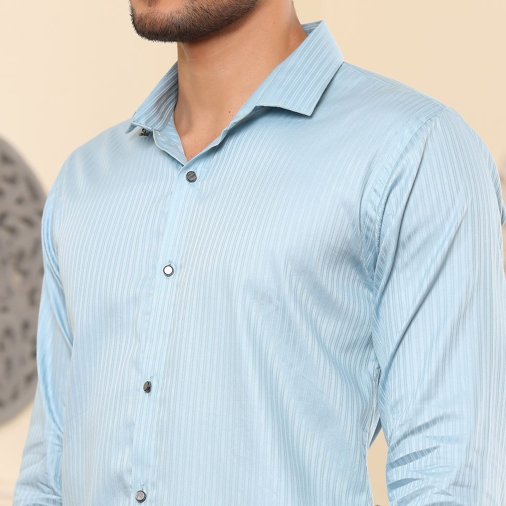 Self Stripes Formal Shirt Light Blue color