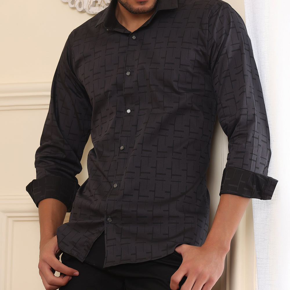 Printed Formal Shirt Black color