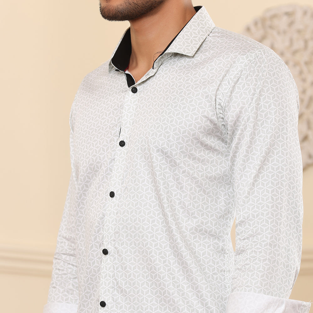 Geometrical Print Casual Shirt White color