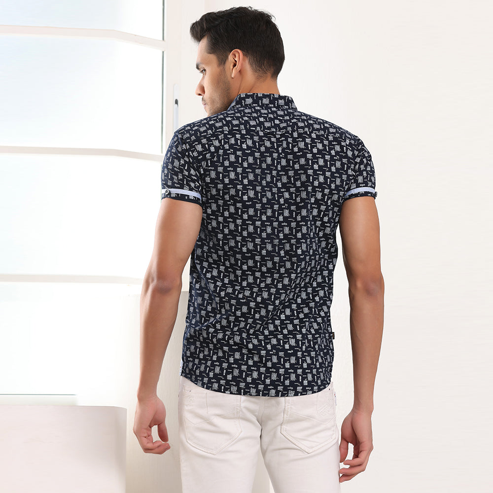 Navy Printed Shirt