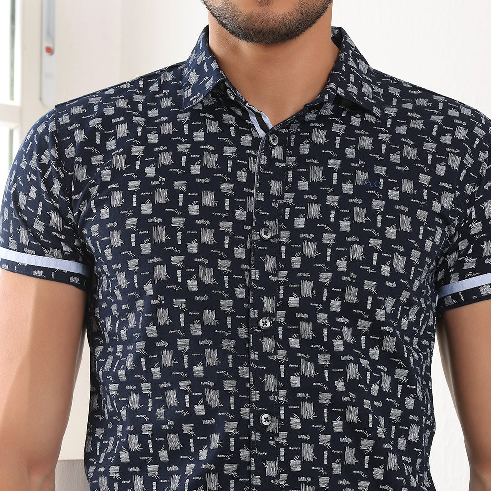 Navy Printed Shirt