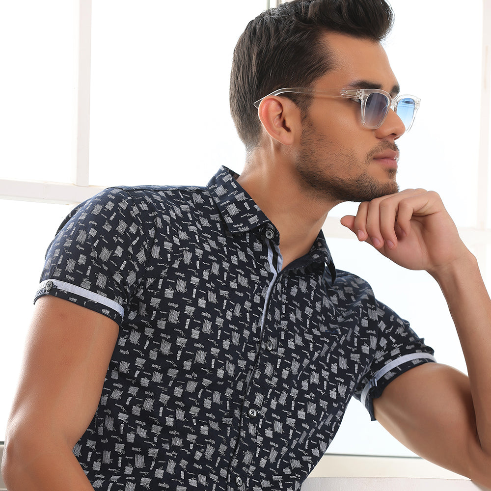 Navy Printed Shirt