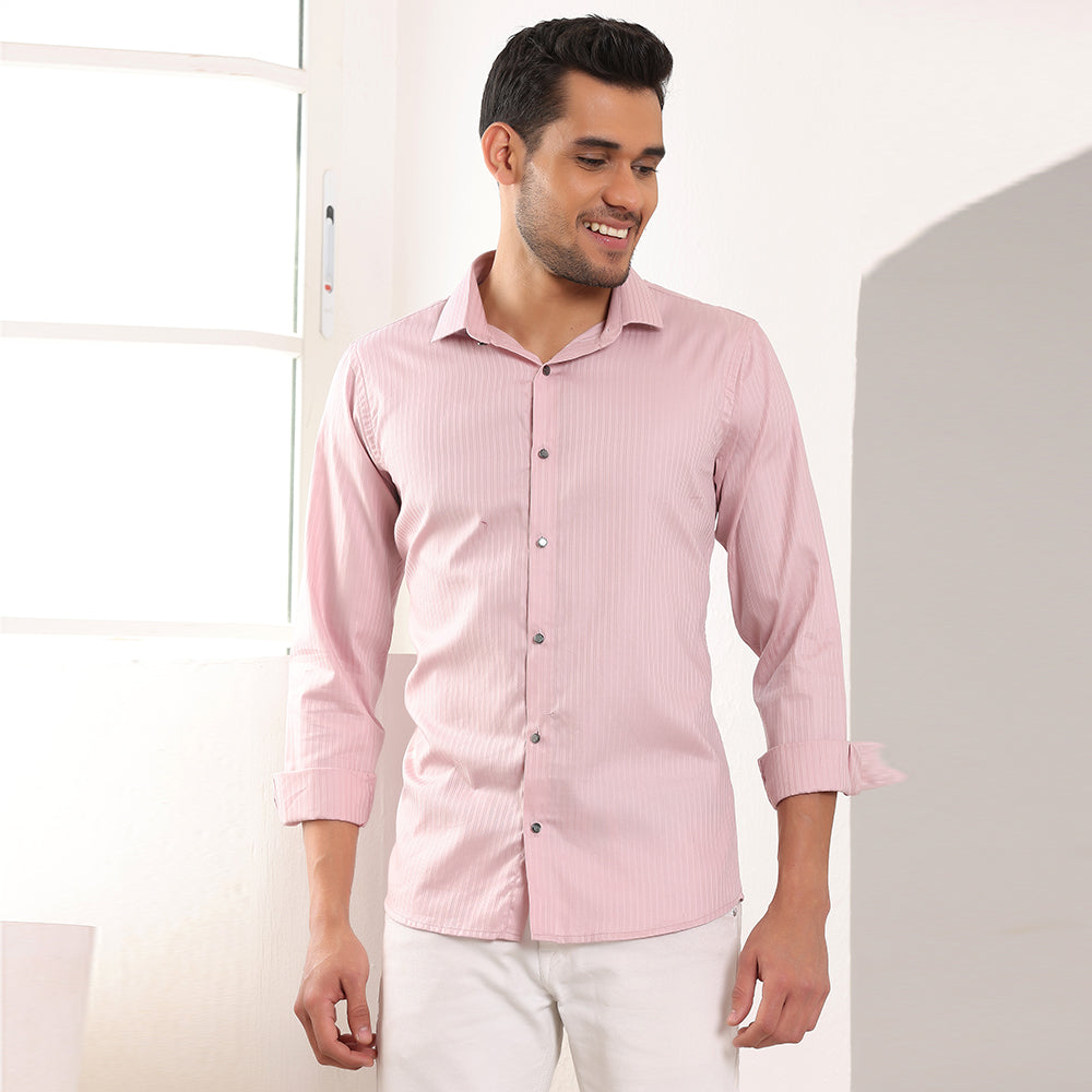 Self Stripes Formal Shirt Light Pink color
