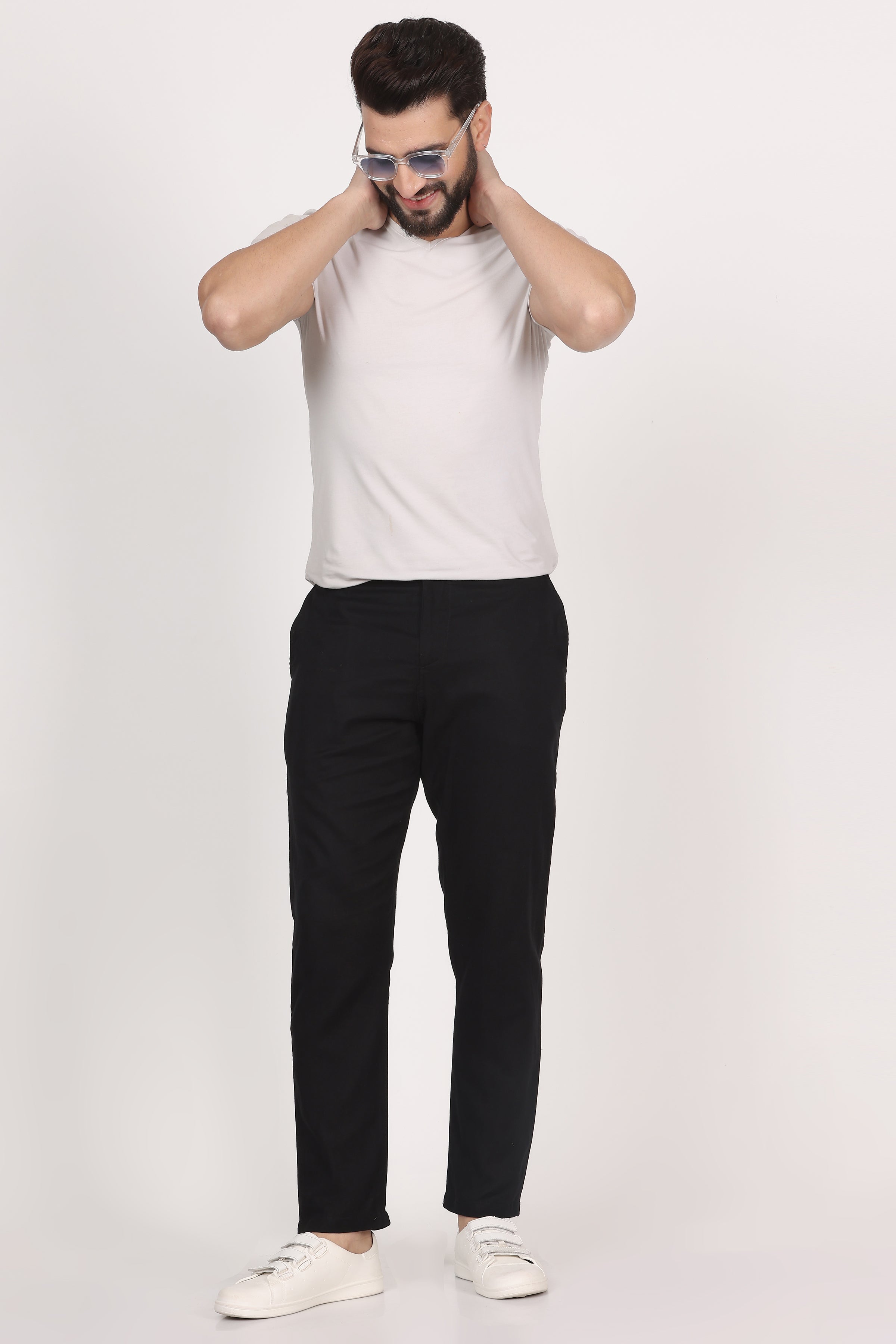 Double-Cloth Black Pants