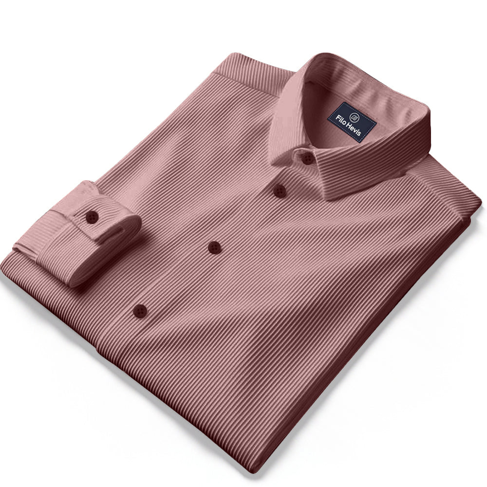 Corduroy Casual Shirts for Men Blended Fabric - Peach