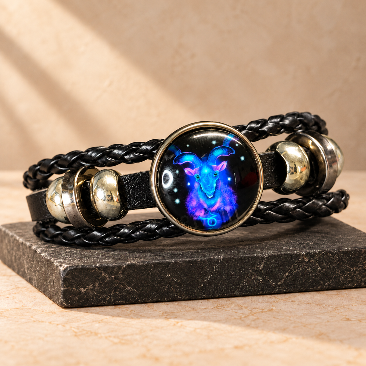 Capricorn (Makar) Rashi Luminous Faux Leather Bracelet | Zodiac band