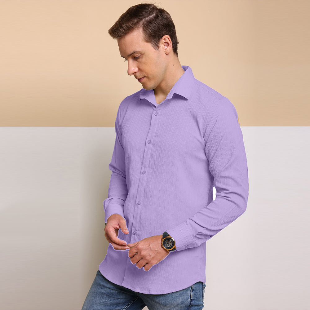 Crushed Self Stripe Light Purple Shirt