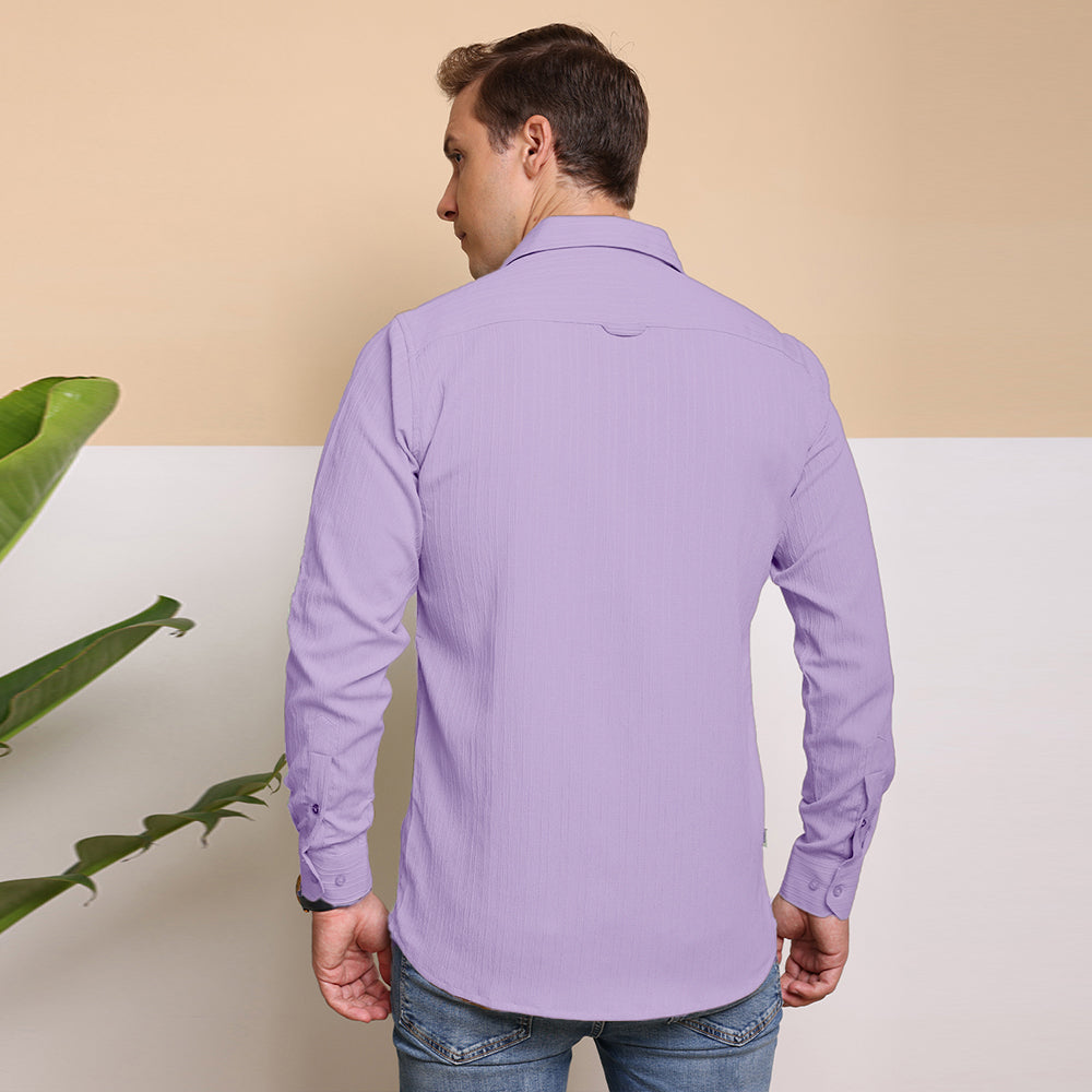 Crushed Self Stripe Light Purple Shirt