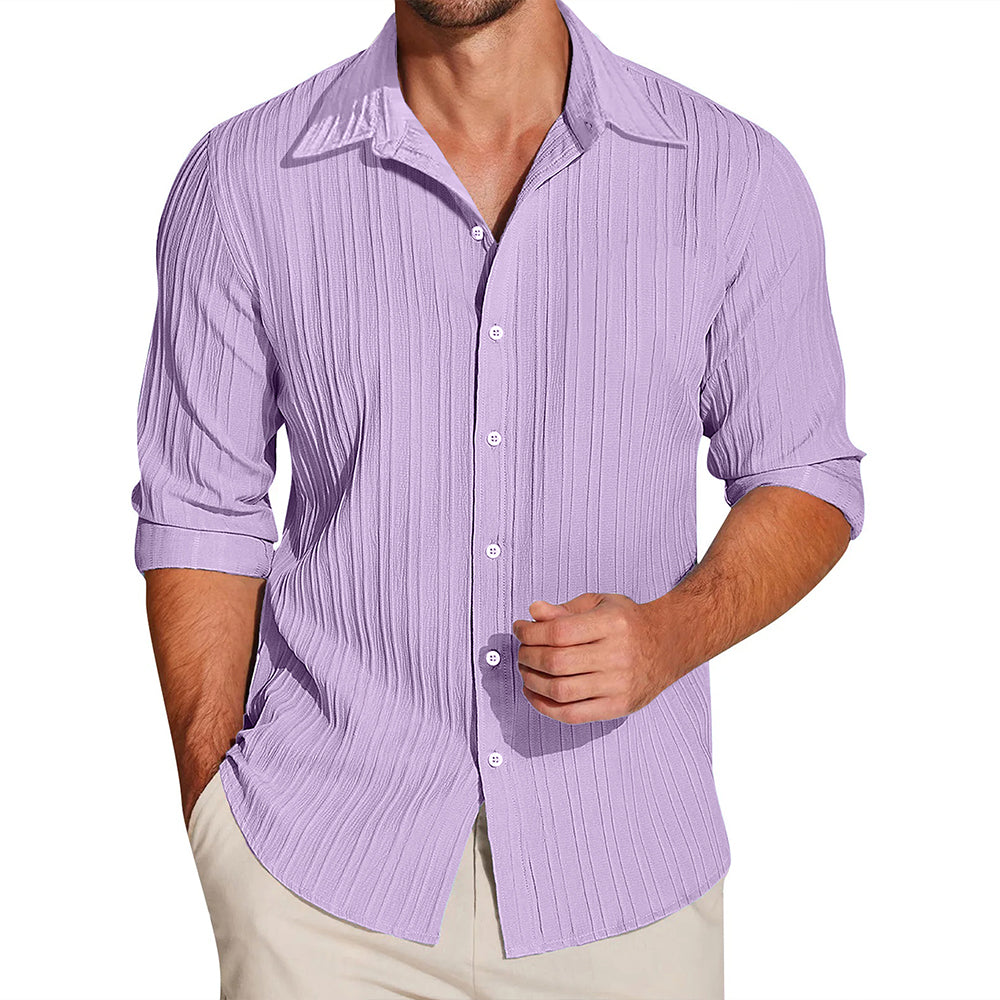 Crushed Self Stripe Light Purple Shirt