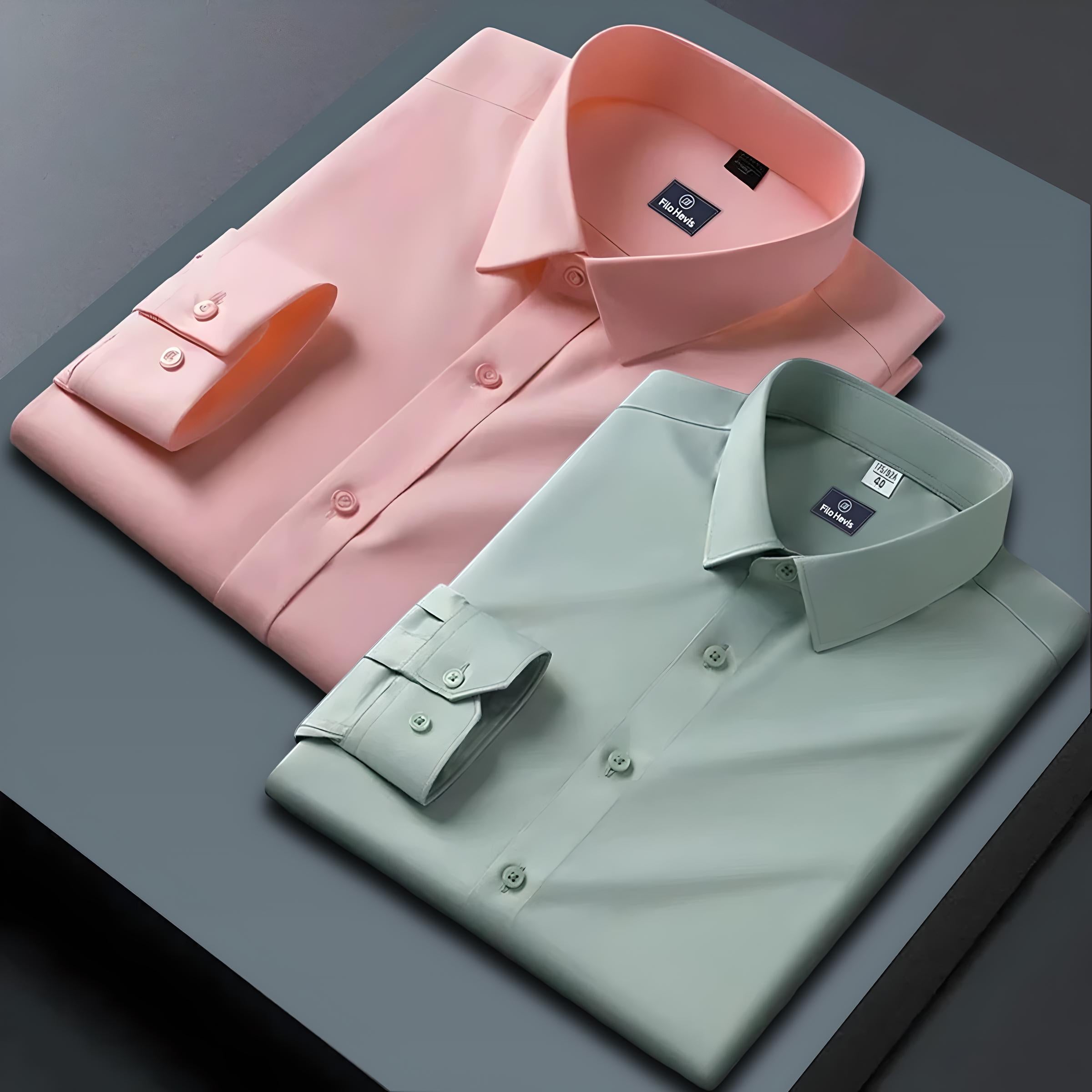 Combo of 2 Formal shirts Pista Green & Baby Pink Colour