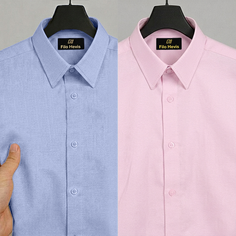Combo of 2 Filafil Fabric Regular Fit Formal Shirts – Sky & Light Pink (Single Pocket)