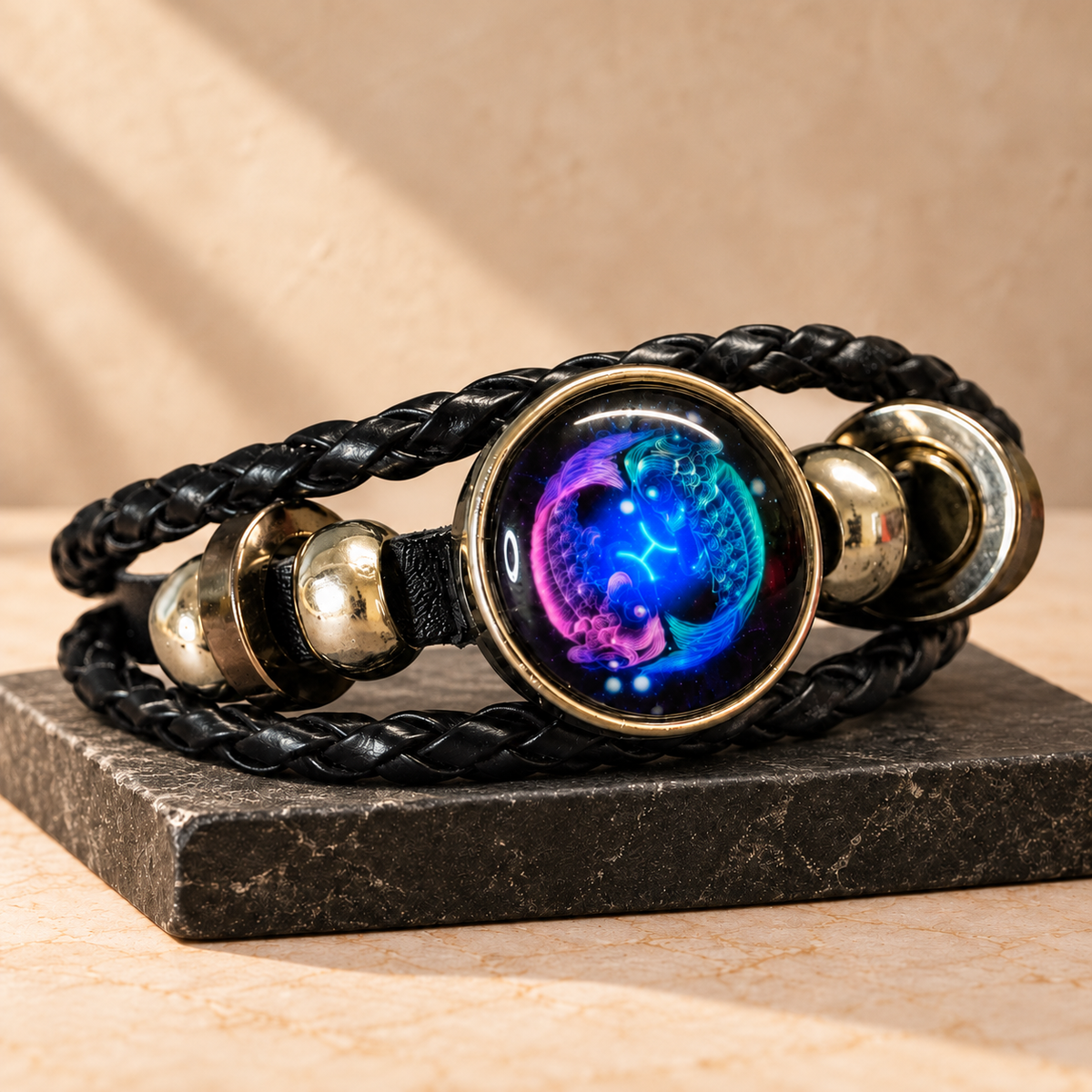 Pisces (Meen) Rashi Luminous Faux Leather Bracelet | Zodiac band