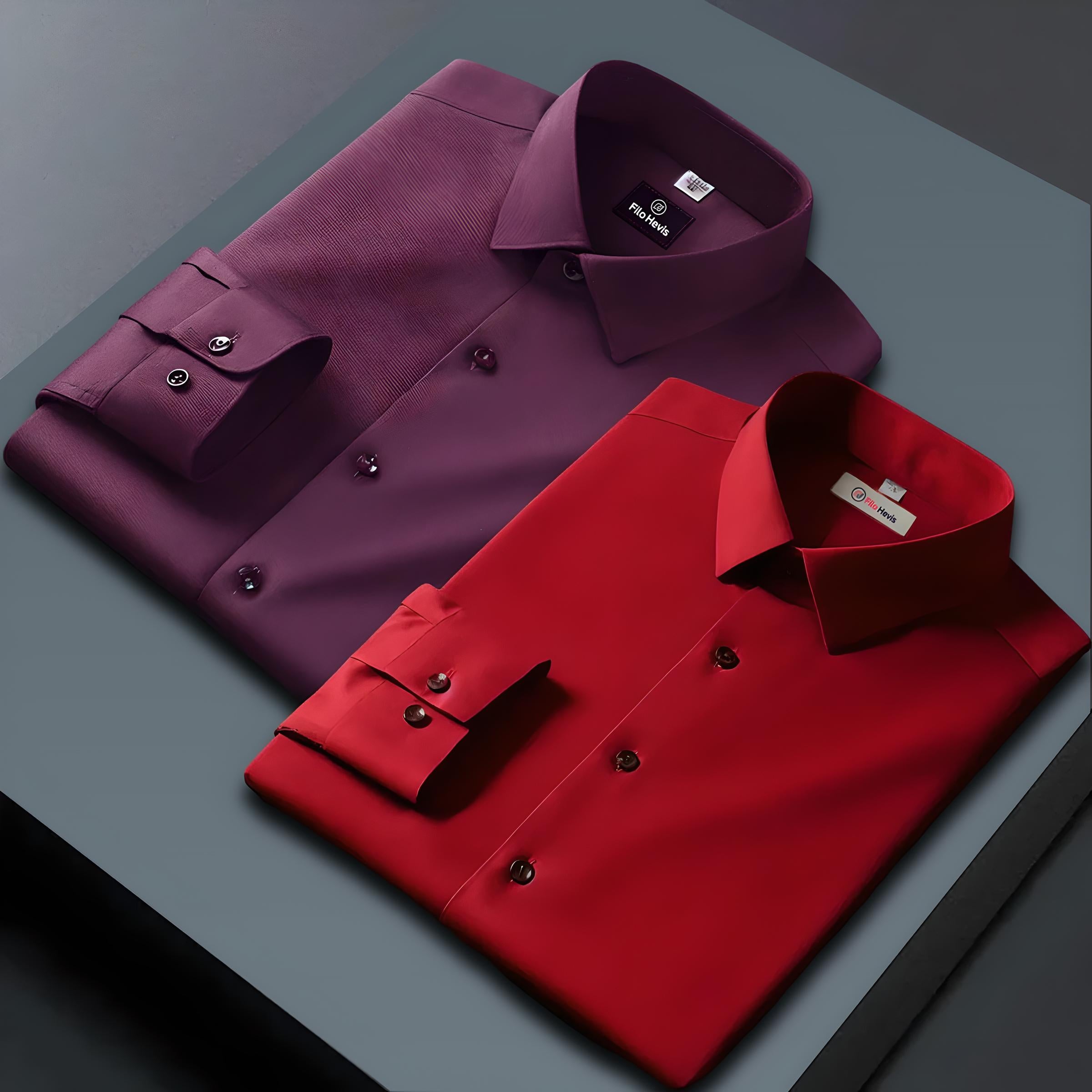 Combo of 2 Formal shirts Wine & Red Colour