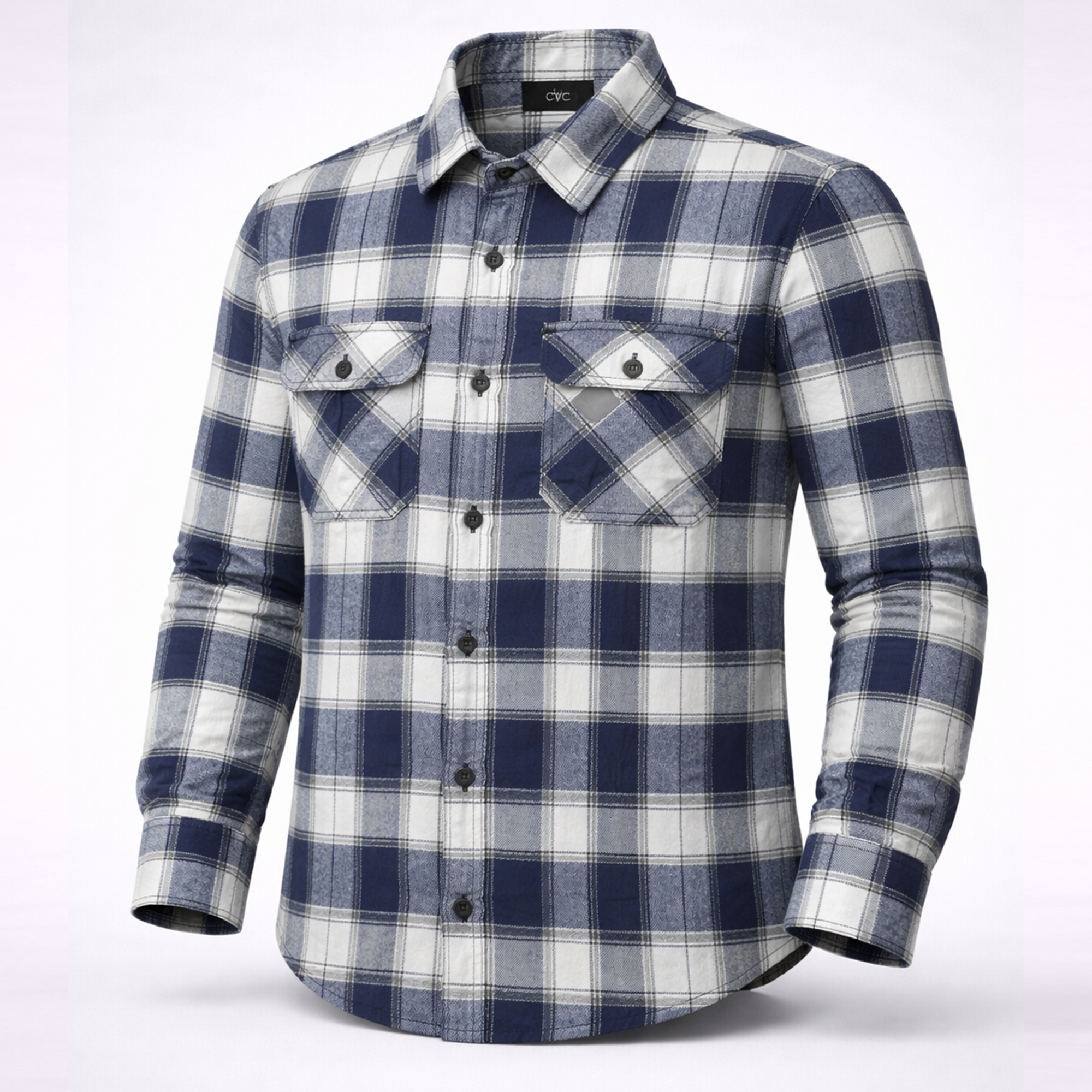 Men’s Navy Blue Winter Check Shirt | Full Sleeves