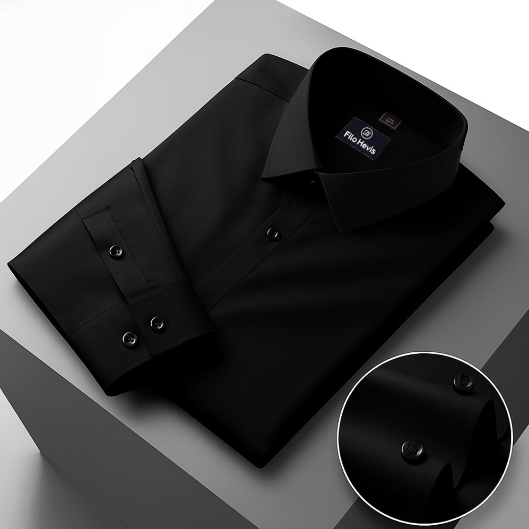 Men's Formal Regular Fit Cotton Full Sleeve Shirt - Black