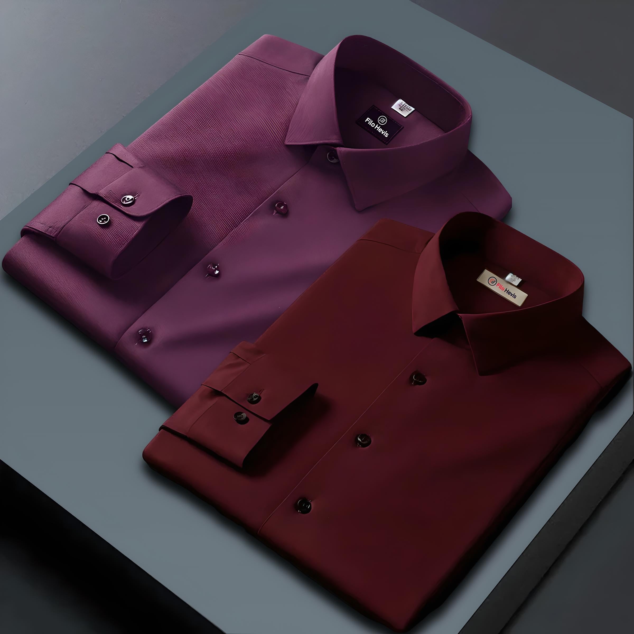 Combo of 2 Formal shirts Wine & Maroon Colour