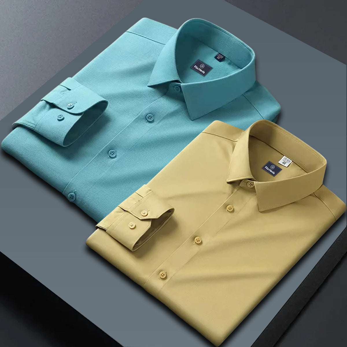 Combo of 2 Formal shirts Sea Green & Yellow Colour