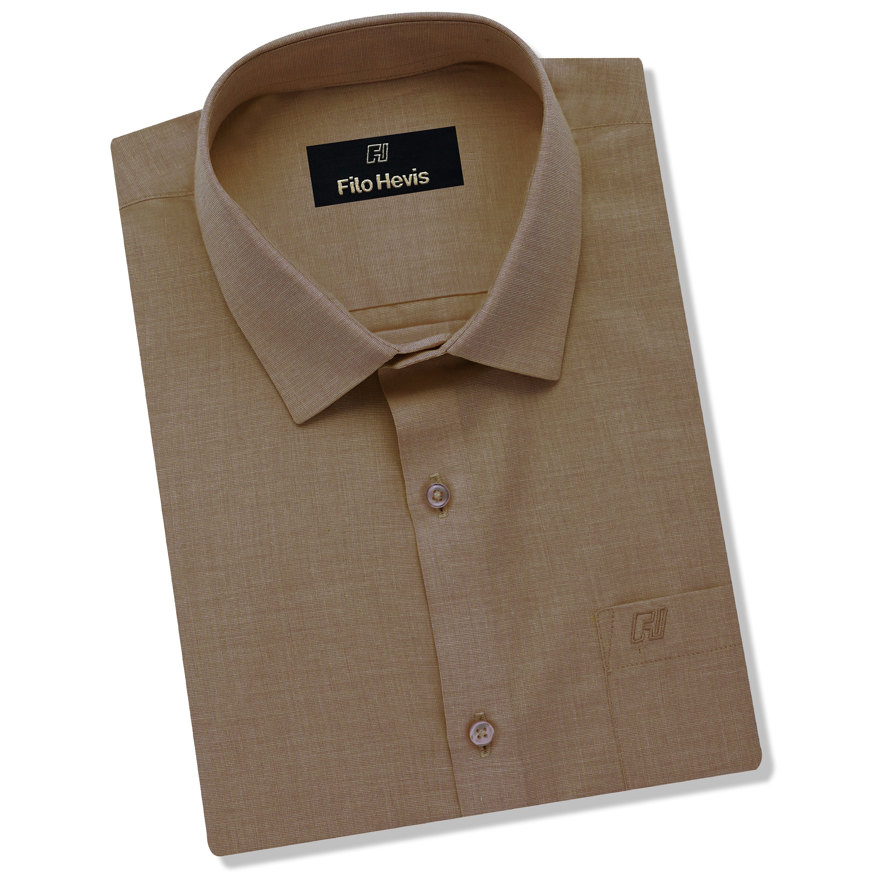 Filafil Fabric Regular Fit Single Pocket Formal Shirt Full Sleeve -Brown