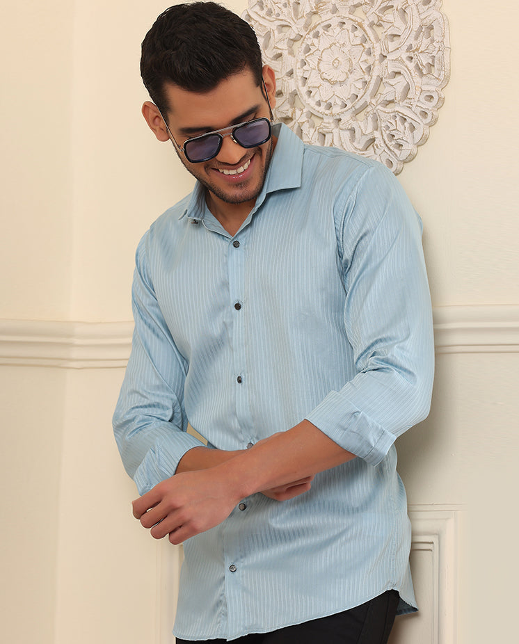 Self Stripes Formal Shirt Light Blue color